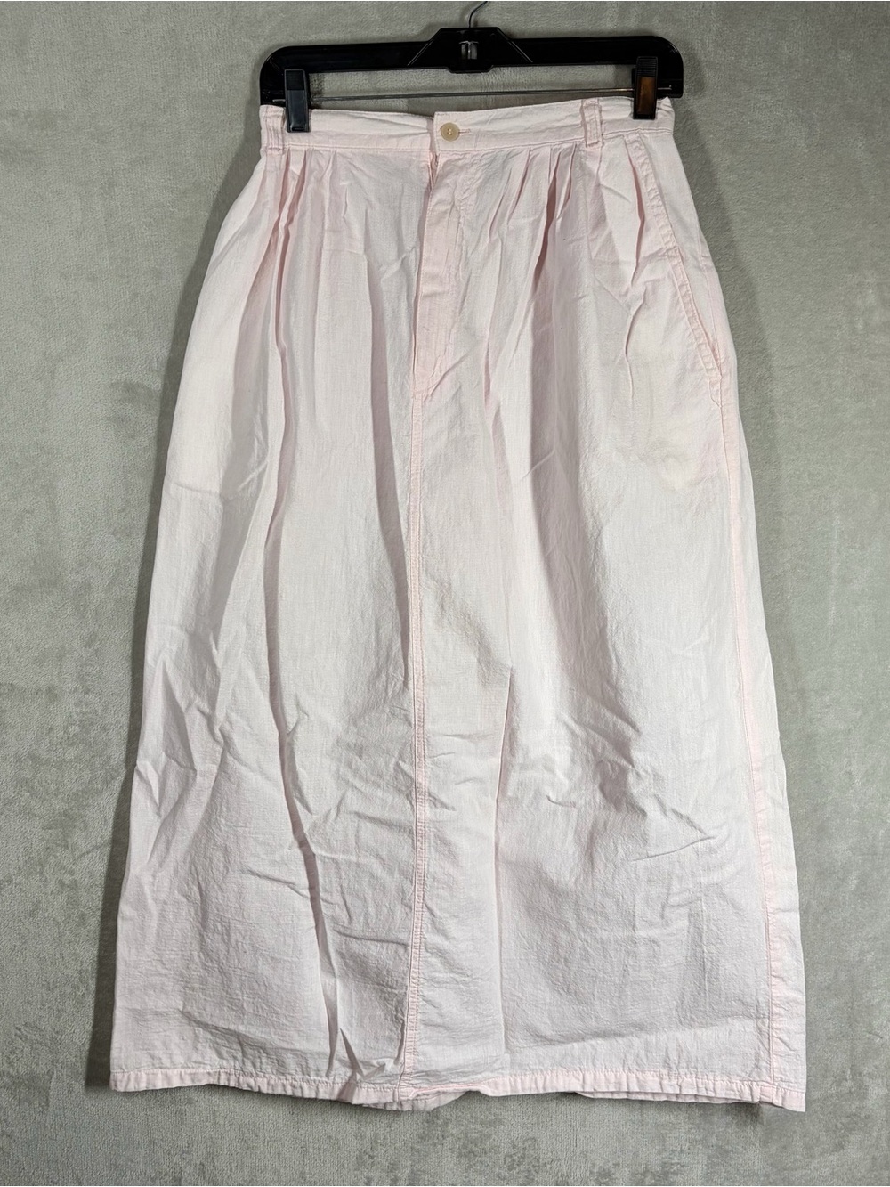 VTG J. Crew Oarsman Pleated Midi‎ Skirt Size 10 Pink Cotton 90s Teacher Mom Norm